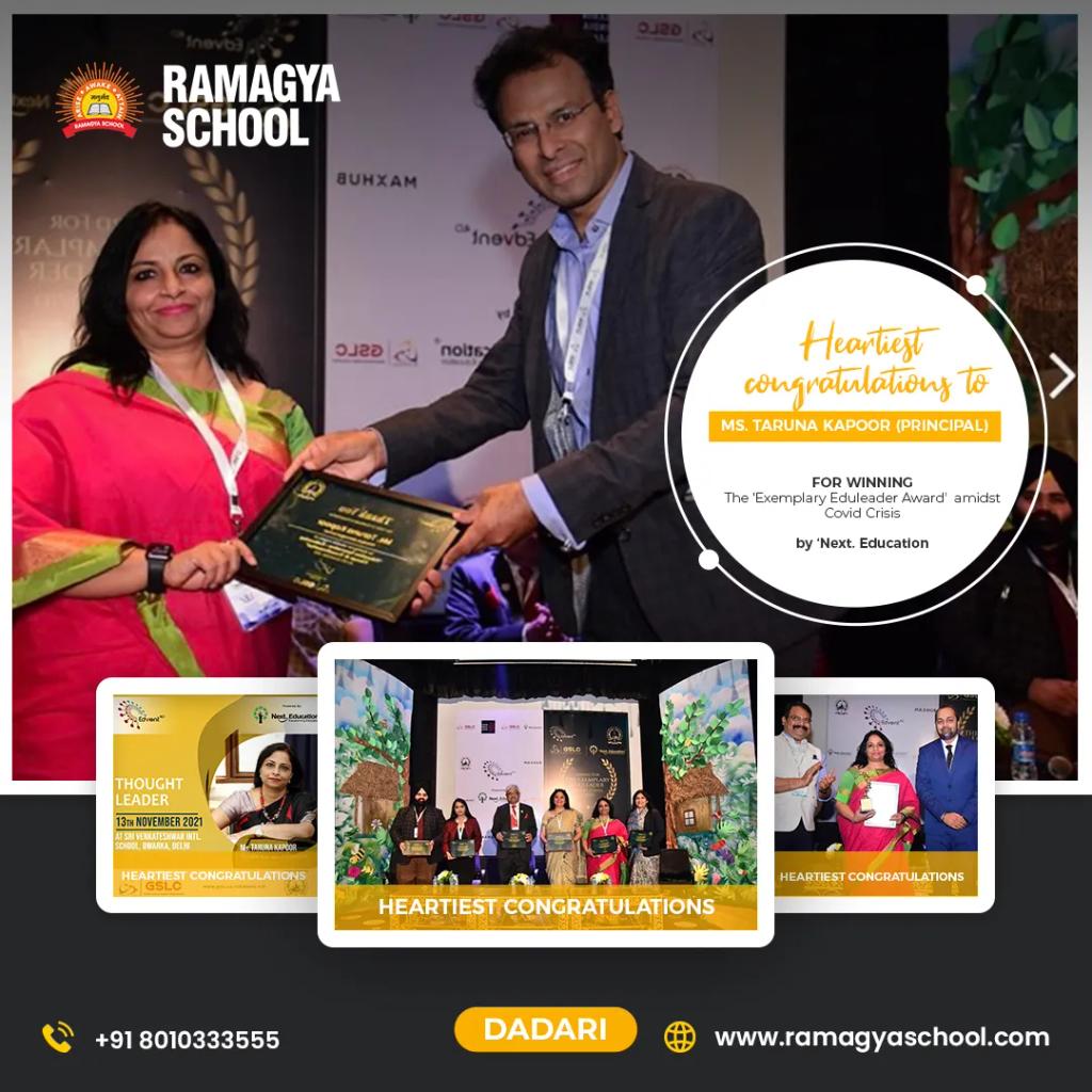 Academic & Other Events In Dadri, Activity, Awards & Achievements, Dadri, Dadri Workshop, Events, Media & Press The ‘Exemplary Eduleader Award’ amidst Covid Crisis by ‘Next. Education’