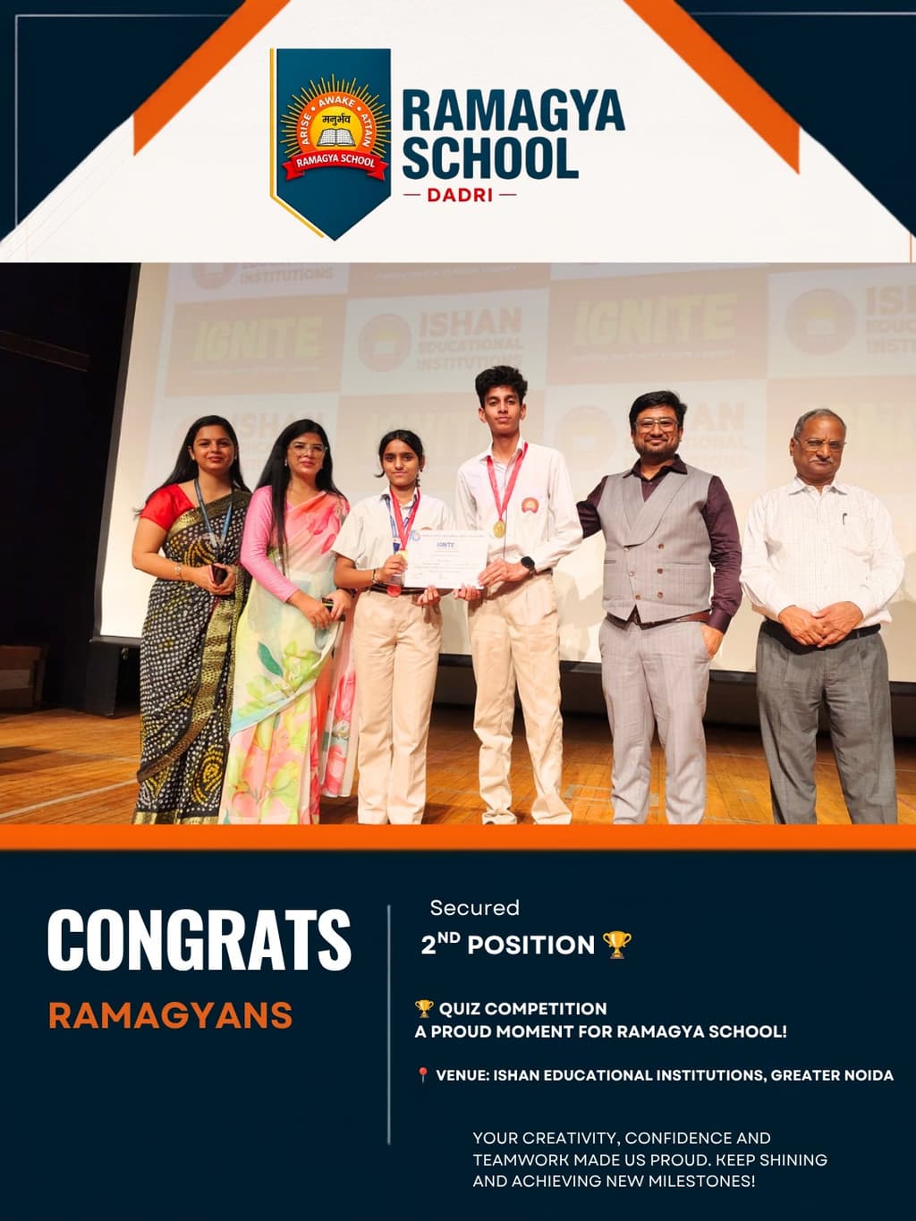 Ramagya School, Dadri Celebrates Quiz Competition Held at Ishan Educational Institutions