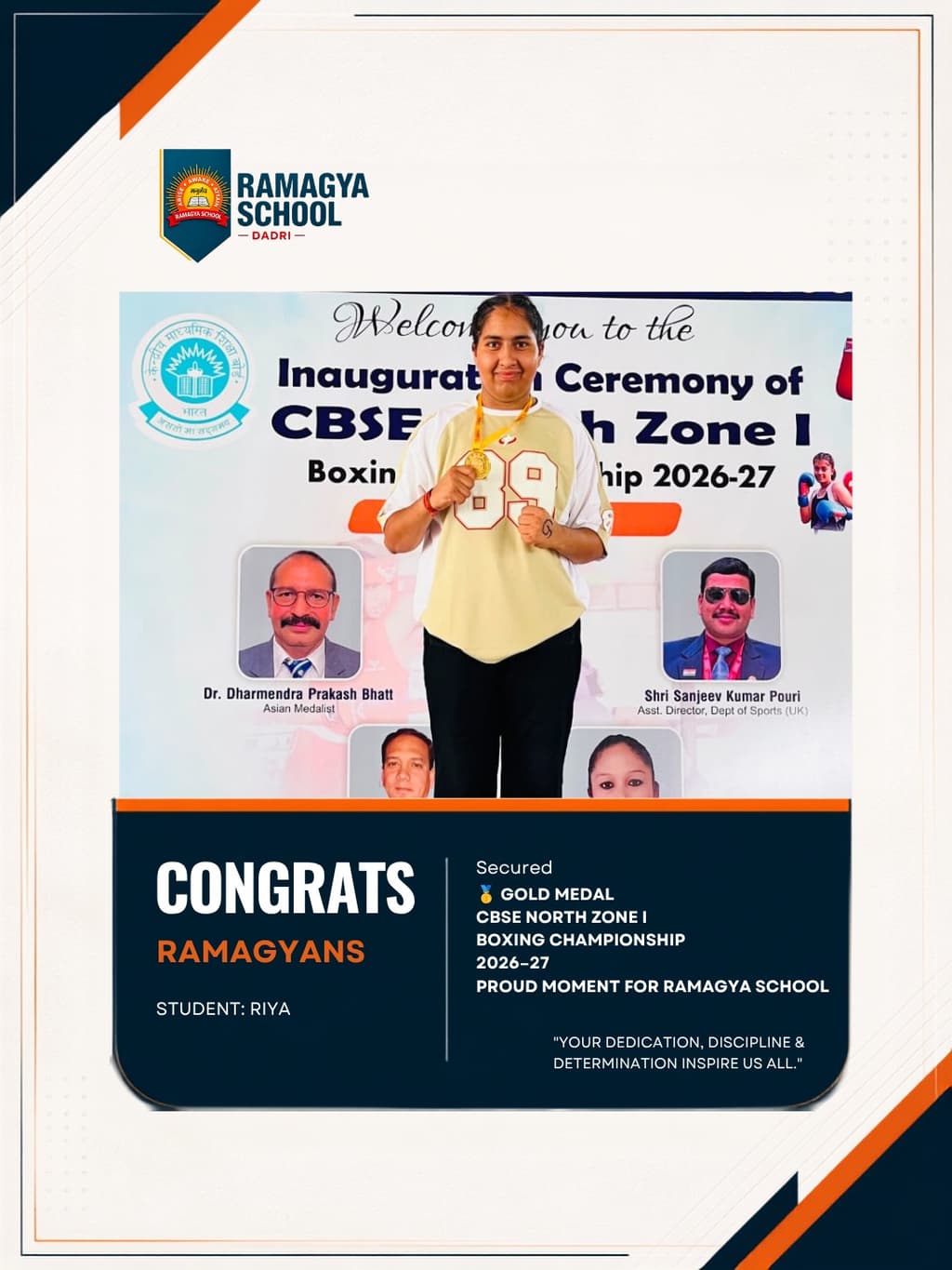 Ramagya Celebrates Gold Medal Victory at CBSE North Zone I Boxing Championship 2026-27